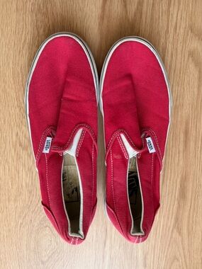 Vans Slip-On Canvas Sneakers in Bright Raspberry